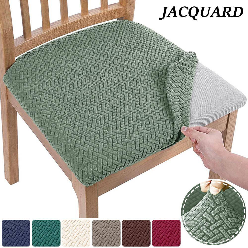 Jacquard Stolsöverdrag Matsal Enkelt Stretch Stolsitsöverdrag Avtagbart Spandex Sitskuddeöverdrag Kök Restaurang Hem