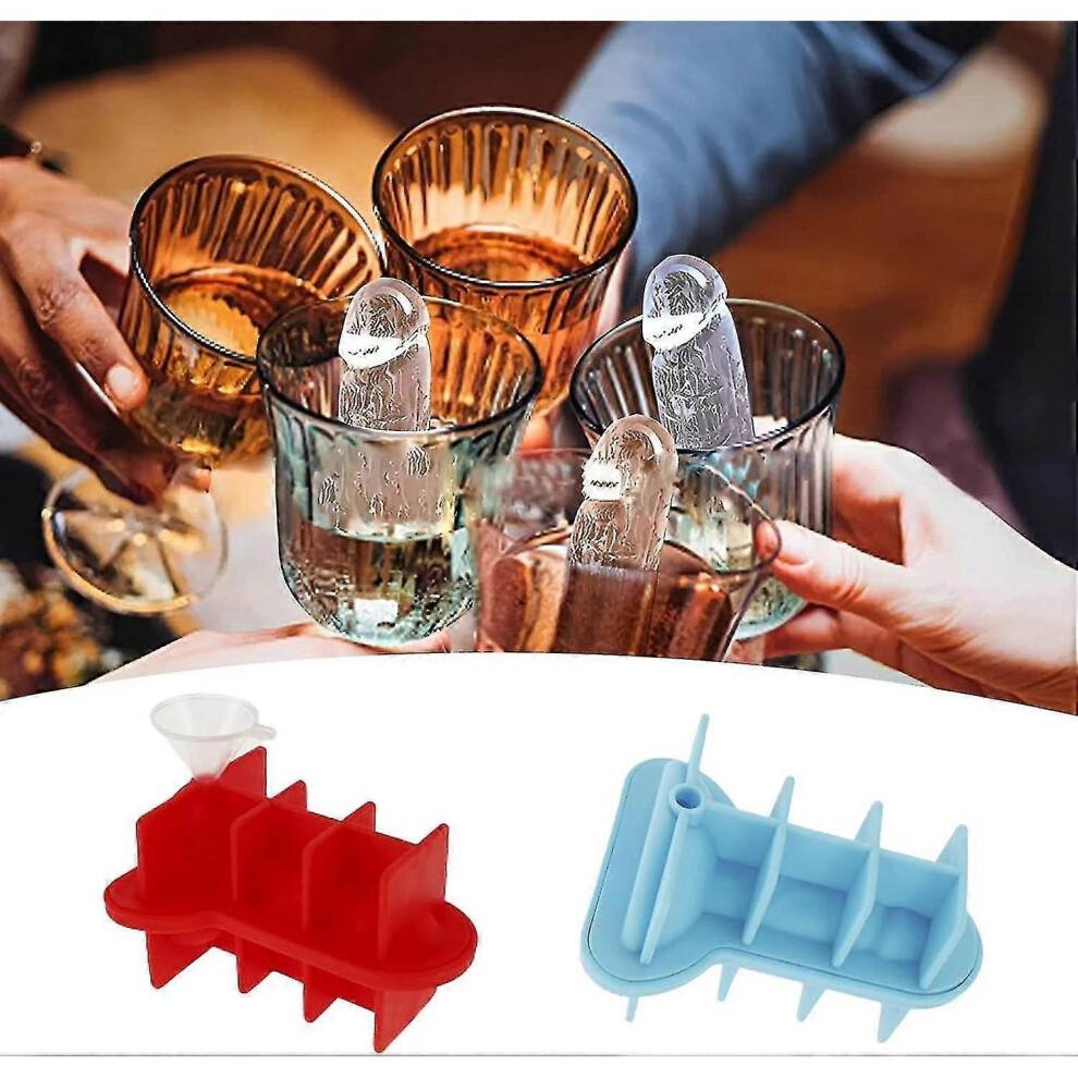 (Blue red) 2pcs Spoof Ice Cube Mold, Adult Prank Ice Cube Mold, Silicone Ice Cube Mold Novelty Party Ice Cubes Maker