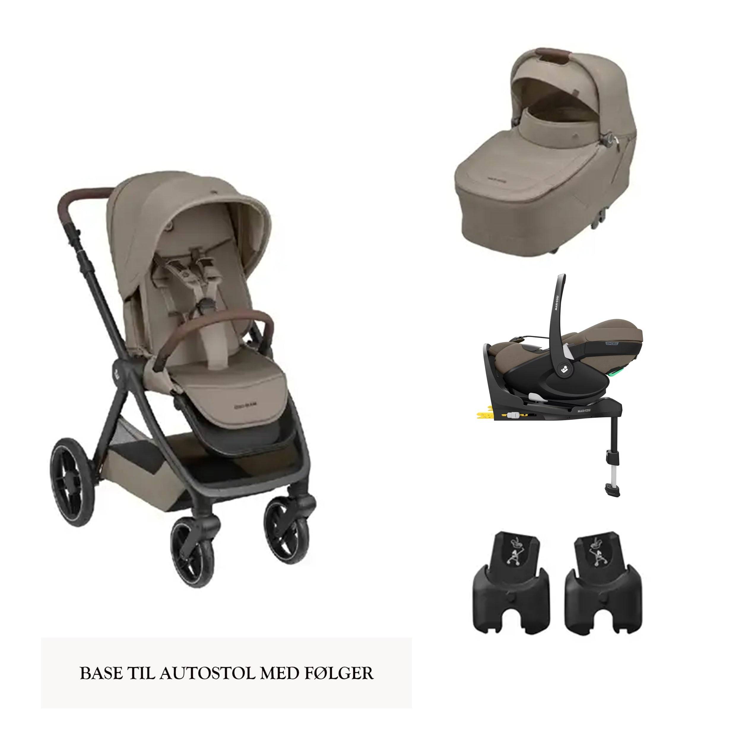 Maxi-cosi Travel Set Inkl. Adapter og Isofix Base - Twillic Graphite / Twillic Truffle / Black