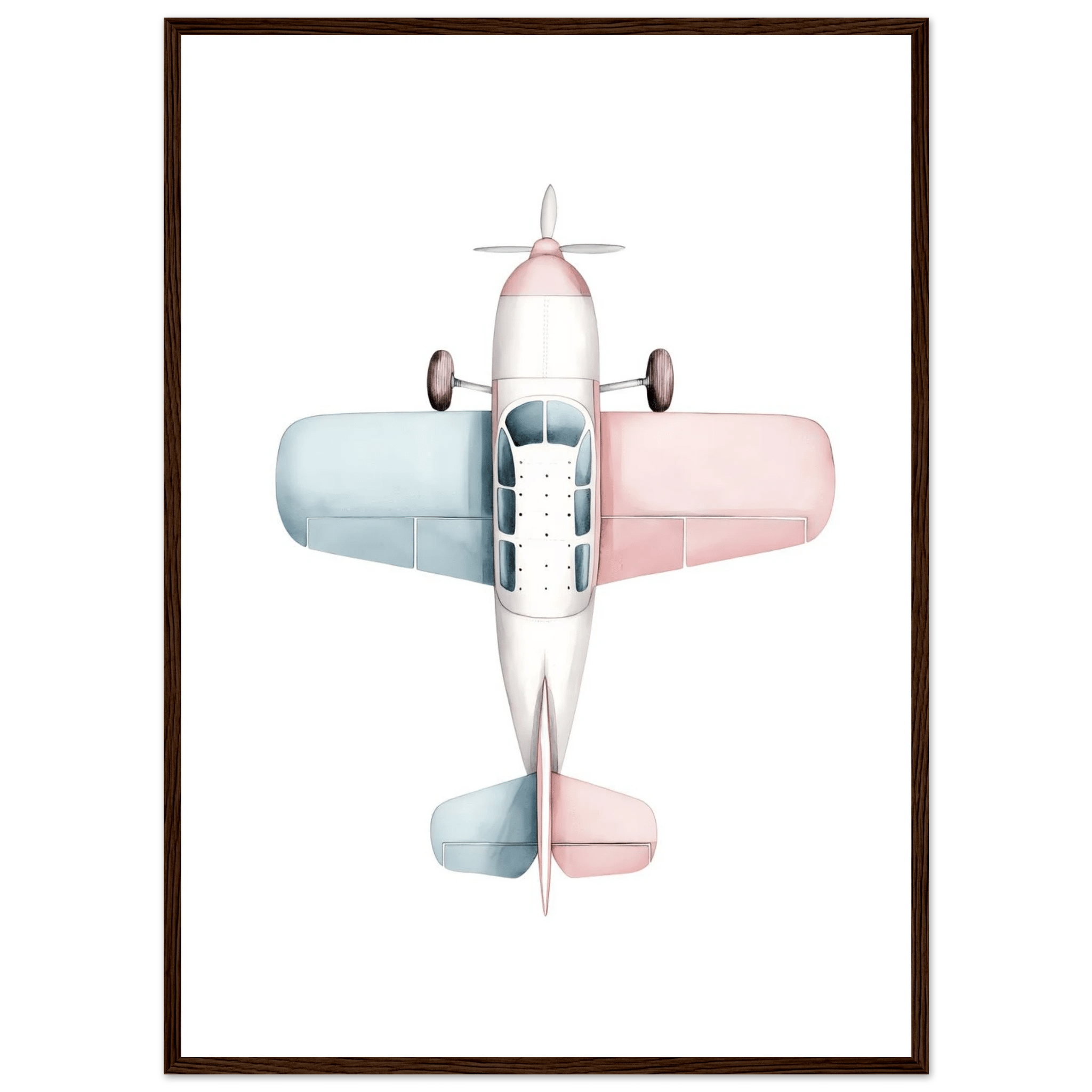 Flygplansposter-50x70 cm / 20x28″ / Med ram / Mörkt trä