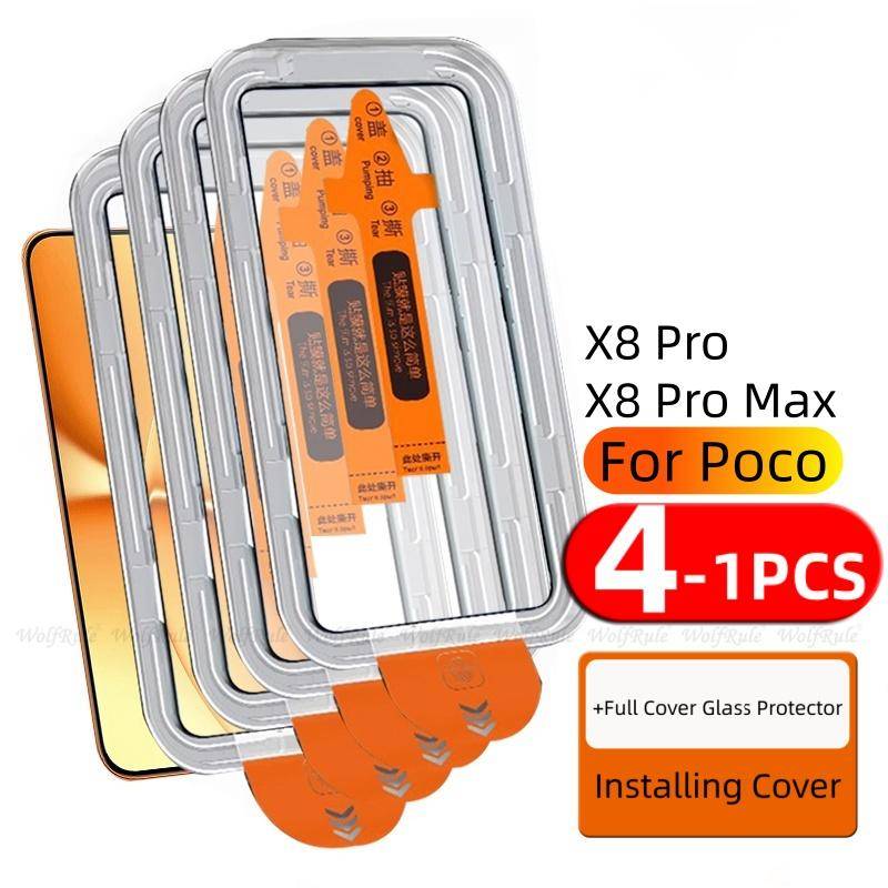 4/3/2/1 st För Poco X8 Pro Glas Xiaomi Poco X8 Pro Härdat Glas Heltäckande Lim 9H Dammfritt Skärmskydd Poco X8 Pro Max
