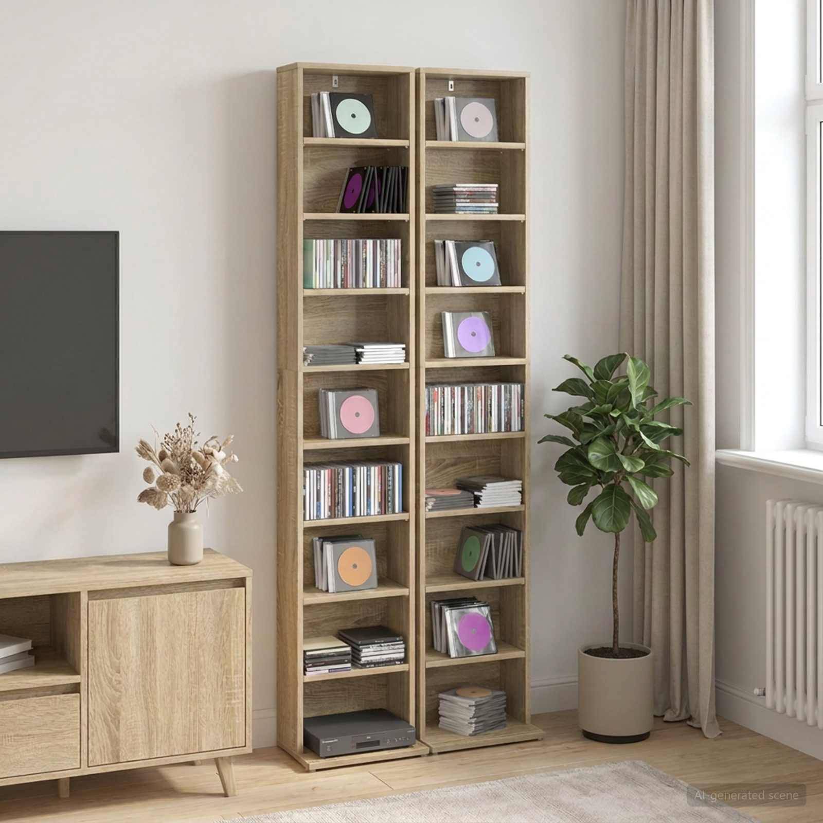 vidaXL CD Skåp 2 st Sonoma-ek 33 x 23,5 x 175 cm Konstruerat trä