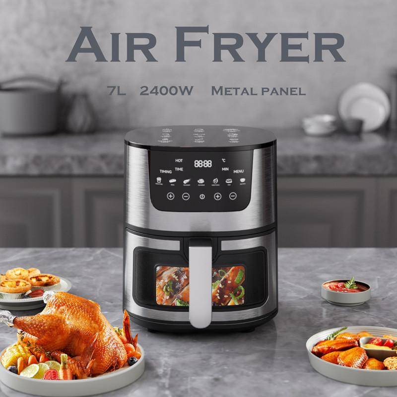 2400W Högeffekts Visuell Airfryer Intelligenta Hushåll 7L Stor Kapacitet Elektrisk Fritös Kökstillbehör