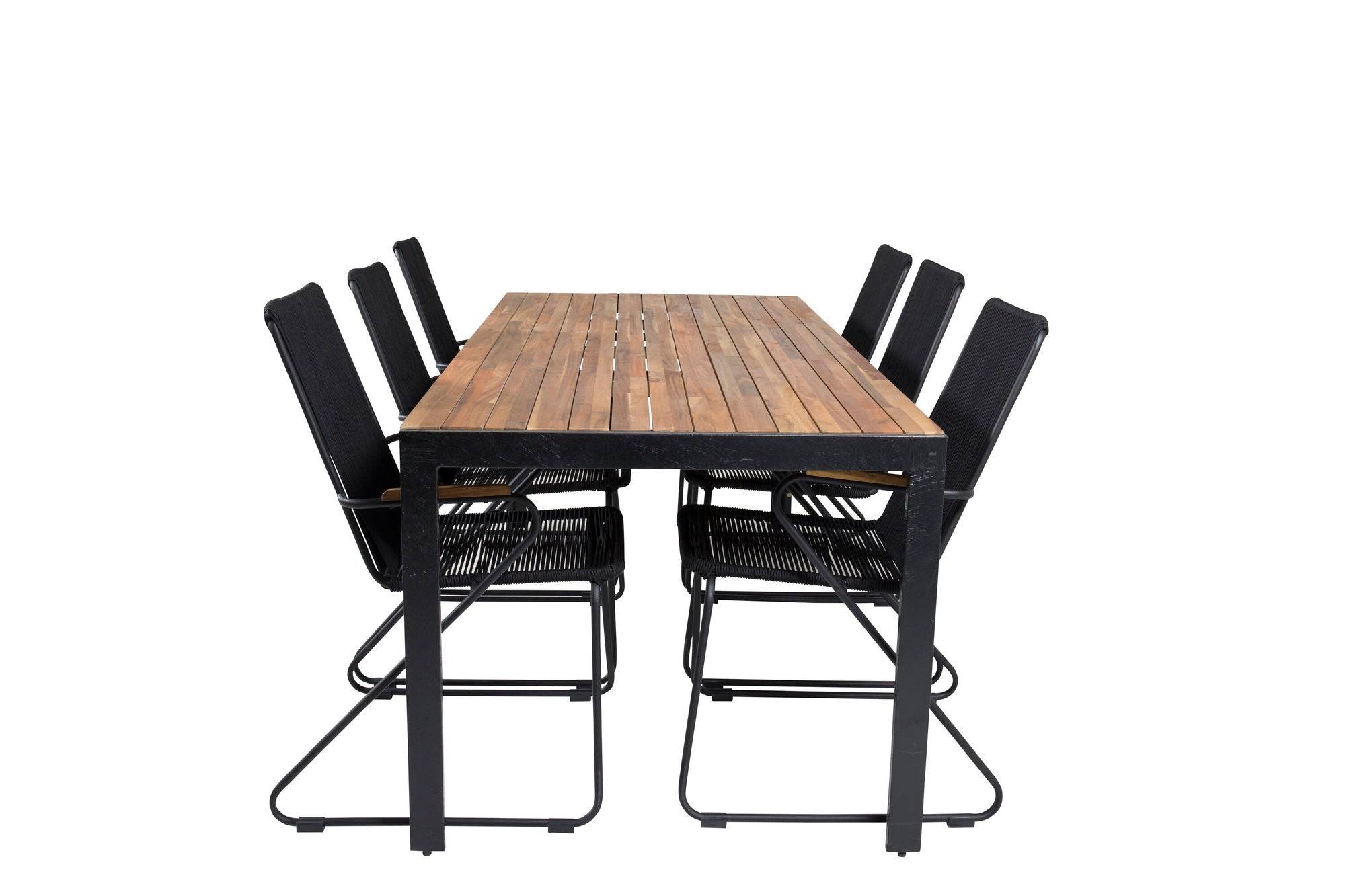 Venture Home Bois spisebord 200*100cm - Black Legs / Acacia +Bois Lænestol - Black Alu /