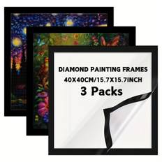 TEMU 2pcs/3pcs Diamond Painting Frames, 15.7x15.7 Inch/40x40cm Diamond Canvas, Art Photo File Certificate Poster Wall Stickers Frame, Magnetic Suction Photo Frame