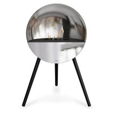 Le Feu Bioetanol Kamin Eye Silver med Sort Topp, Spejl Foran, Sort Ben