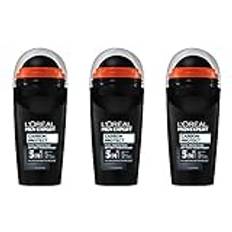 L'Oréal Men Expert 5-i-1 deodorant för män mot lukt, fukt, bakterier och vita rester för upp till 48 timmars friskhet, kolskydd, 3 x 50 ml