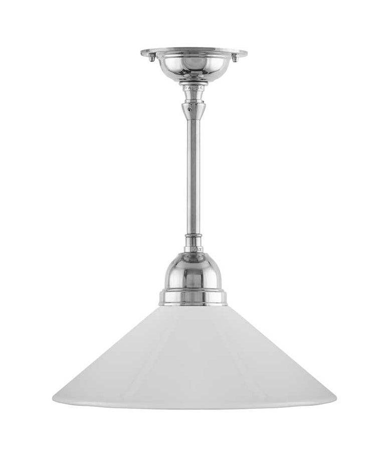 Loftslampe - Byströmpendel 60, nikkel, hvid skomagerskærm - 35 cm