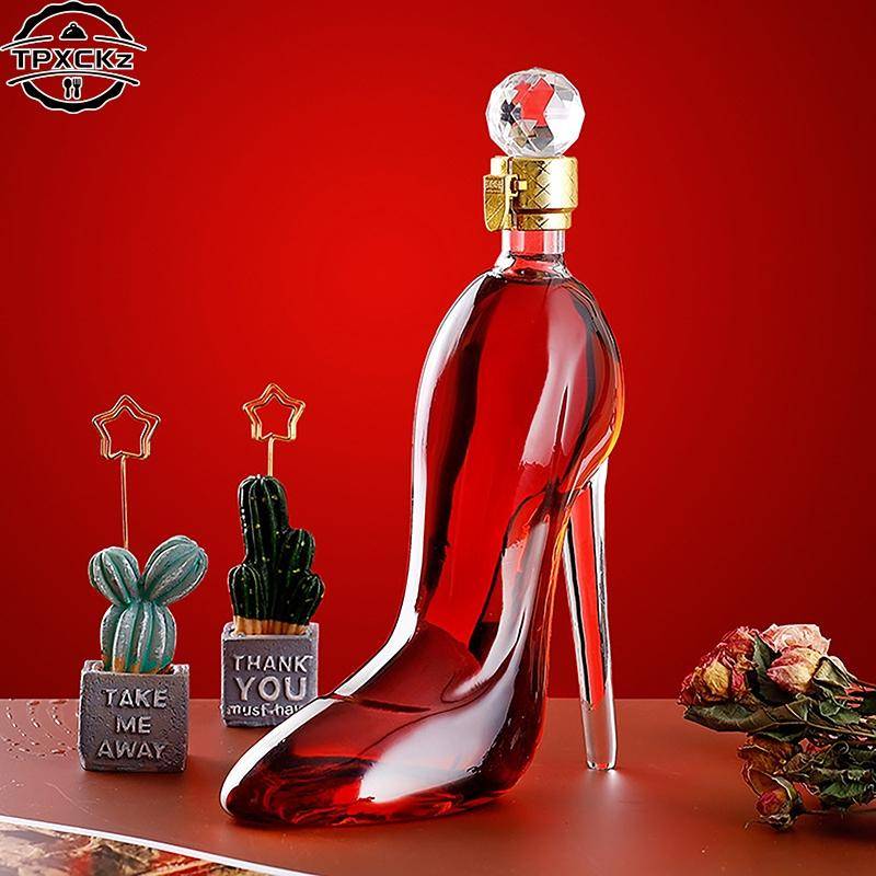 375ml 700ml Högklackade Skor Formad Whiskykaraff Glas Kristall Merlot Rom Vodka Vinflaska Spritdispenser Barverktyg black