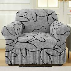 1pc 1/2/3 Seater Ruffled Sofa Slipcover, Elastic Stretch Full Wrap Couch Cover Sofa Protector, Suitable For Bedroom, Living Room - Grey - Three People,Two People,One Person