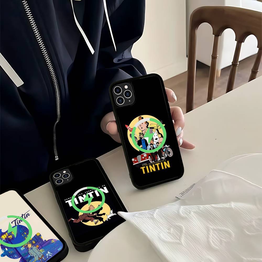 T-Tintin A-Äventyr Telefonfodral För IPhone 17 16 15 14 13 12 11 Pro Max För Magsafe Trådlös Laddare Skydd