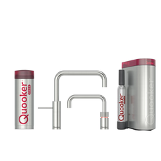 Quooker Twintaps Square Sæt M.3l Rustfri Stål Inkl. Pro3 & Cube Beholder Q510980004+Q910550402