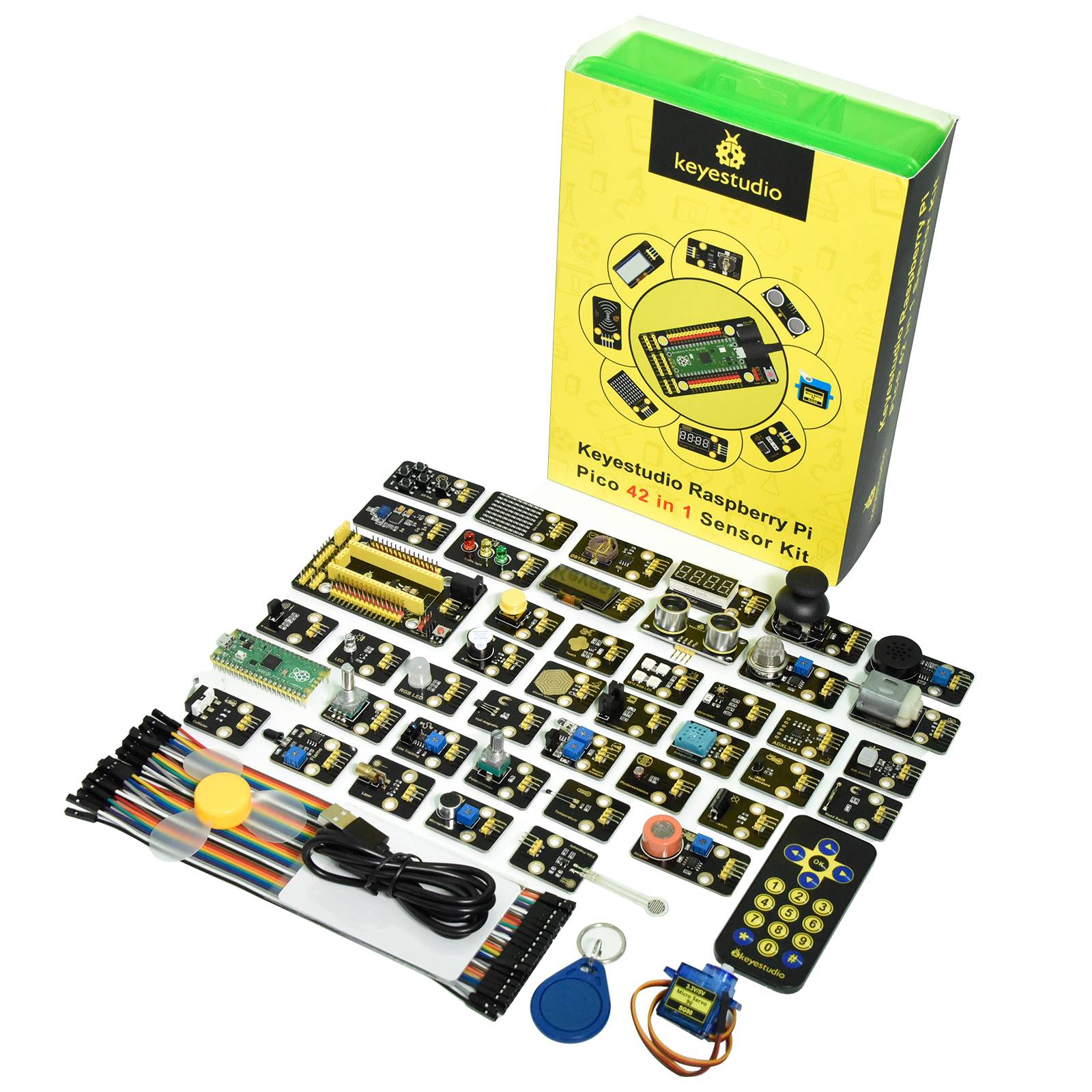 Keyestudio Raspberry Pi Pico 24/37/42 in 1 Sensor Kit For Raspberry Pi Starter Kit Support Python Micro&Arduino Programming Kit