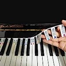 Pianoklistermärken för Nybörjare, Klaviaturklistermärken i Full Storlek 88 Tangenter Silikon du Behöver Inte Fästa Återanvändbara och Avtagbara Färgglada Piano Keyboard Stickers, med Box