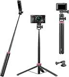 150 cm selfiestativ för kamera Gopro - ULANZI MT-71 lång utdragbar selfiepinne vlog-handtag bärbart lätt stativ stativ 7 sektioner för Gopro Hero 11 10 9 8 7 svart/insta360 One R X DJI action