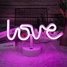 HOTUT Love LED neonskyltar, LED neon ljusskylt, neonskylt USB eller batteridriven kärlek nattlampa, sovrum nattlampa för alla hjärtans dag dekoration, jul, födelsedag, flicksovrum, vardagsrum