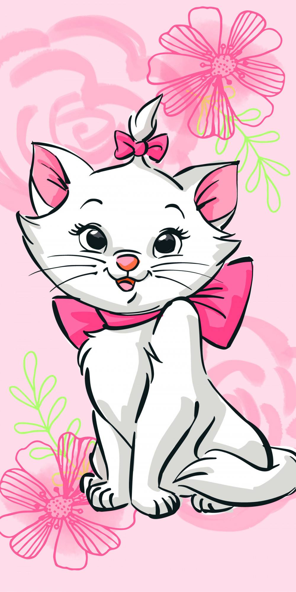 Disney Marie Rosa Blommig badhandduk, strandhandduk 70x140 cm