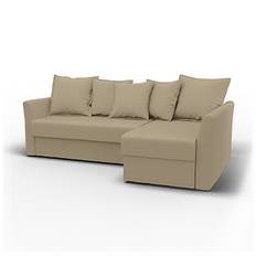 IKEA - Holmsund Sofabed with Chaiselongue, Tan, Linen - Bemz
