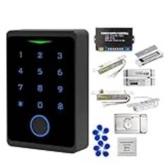 Magnetdörrlås, Biometriskt Fingerprint Access Control System Kit Smart dörrlåssats Elektronisk portöppnare Elektromagnetisk dörrsats Dörrtillträdeskontrollsystemsats(Kit-M NO Strike Lock)