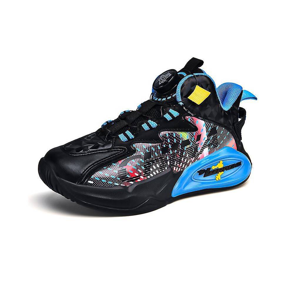 (31, BlackBlue) Kids Basketball Shoes Fashion Non-Slip Sneakers Breathable Boys Girls Sport Shoes 2902