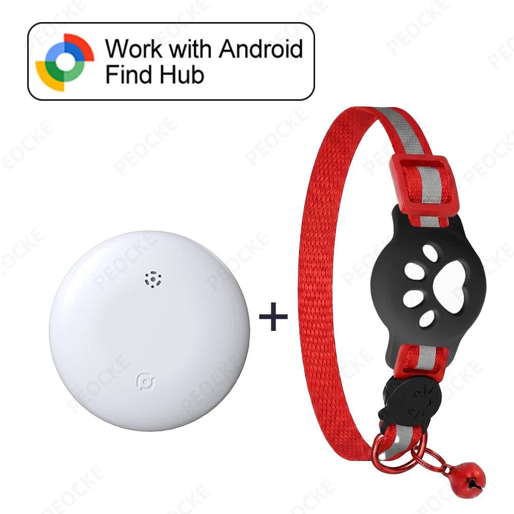 Google Find Hub Smart Location Tag for Android — Pet Collar, Keys & Bags - Tag with Red Collar 1 / China Mainland