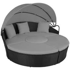 Rund daybed i polyrattan Santorini - sort