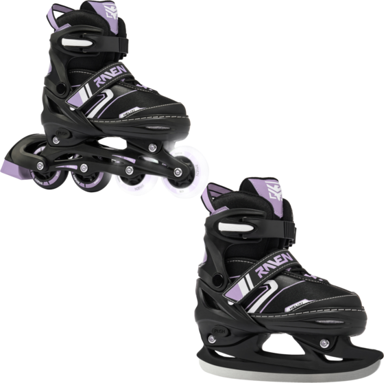 Raven 2in1 Helixi Hockey (2 Front Led Wheels) Inlines Svart / Violet - 34-37