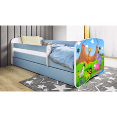 Kocot Kids Barnsäng - Babydreams Blå - Safari Med Låda Och Madrass 140x70 Cm