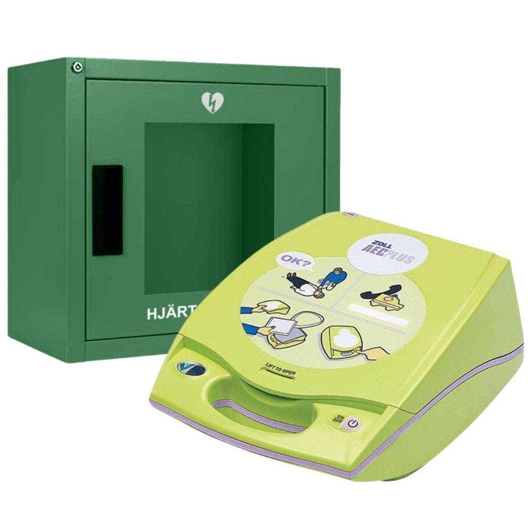 Zoll AED Plus med larmat inomhusskåp (grönt)