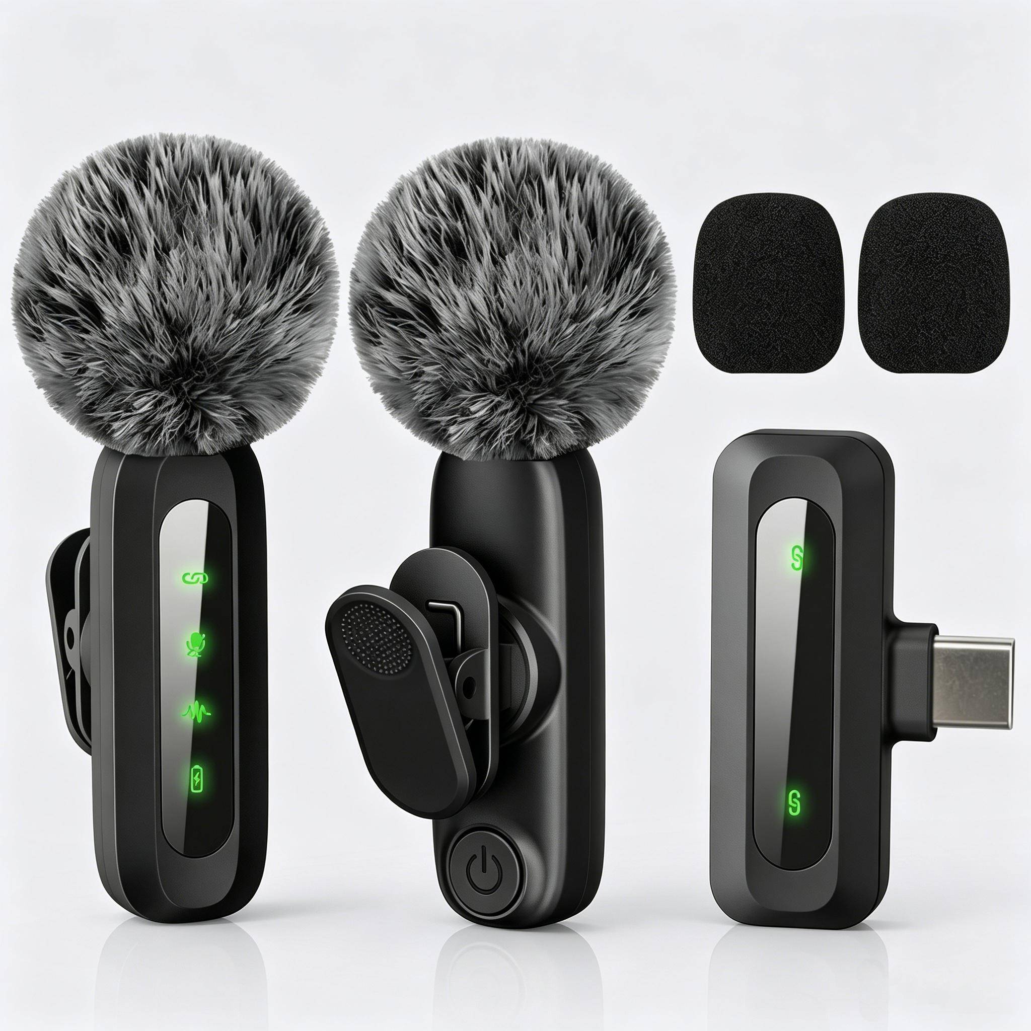 Type-C Port Wireless Lavalier Microphone, Noise Cancelling Lapel Mic,for iPhone15+,Android Phone,Vlog Live Streaming Interview