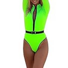 Långärmad surfdräkt för kvinnor med fluorescerande dragkedja, midja och godisfärgad neopren kostym rakapparat dam bikini