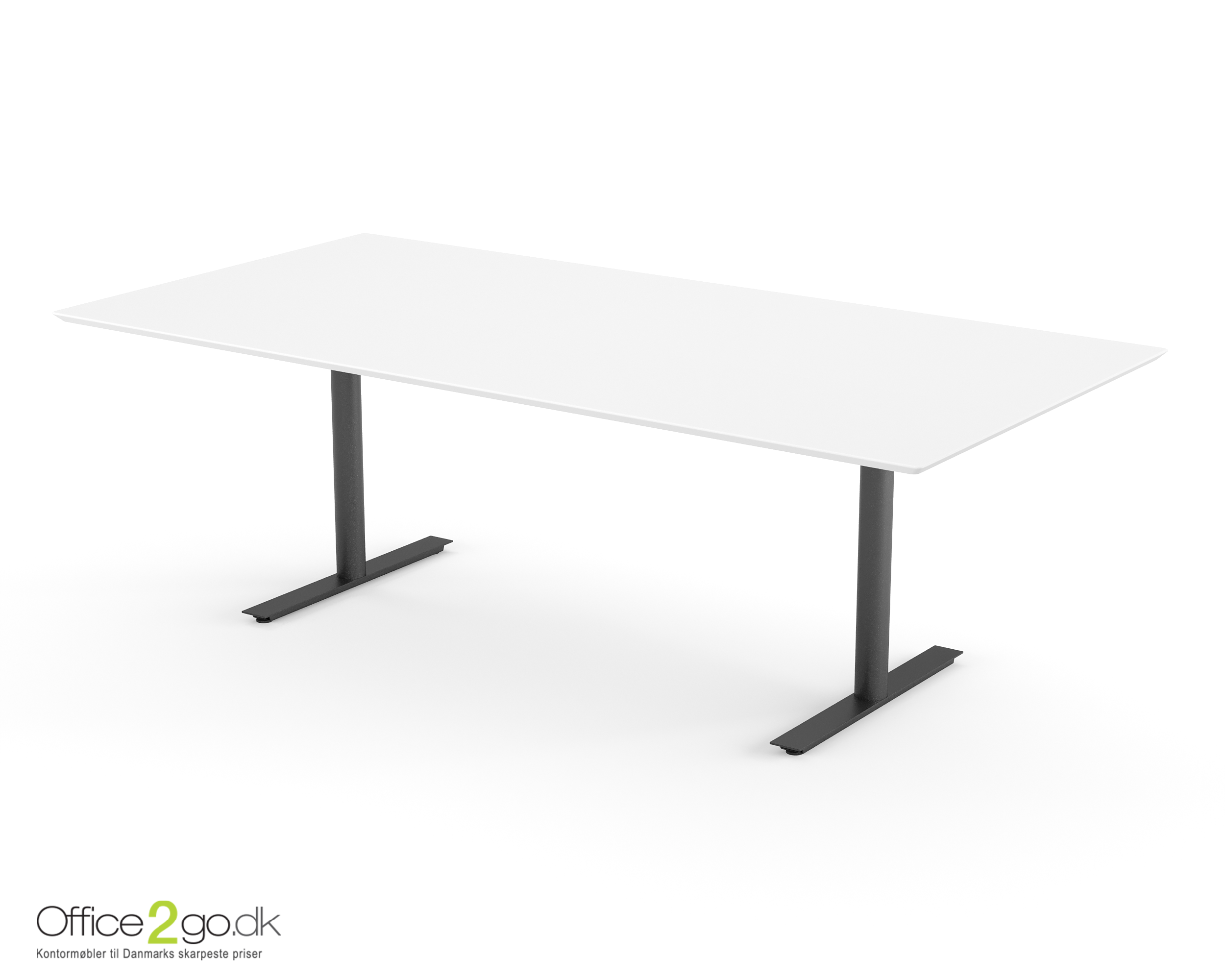 Inline mødebord (rektangulær bordplade) - 220 cm - Sort