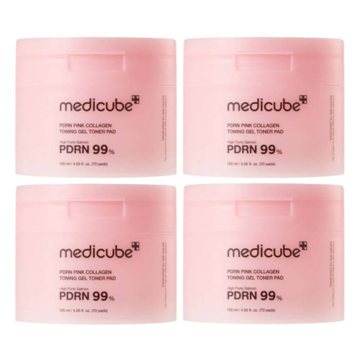 medicube - PDRN Pink Collagen Toning Gel Toner Pad - 120ml/70ea (4ea) Set - black