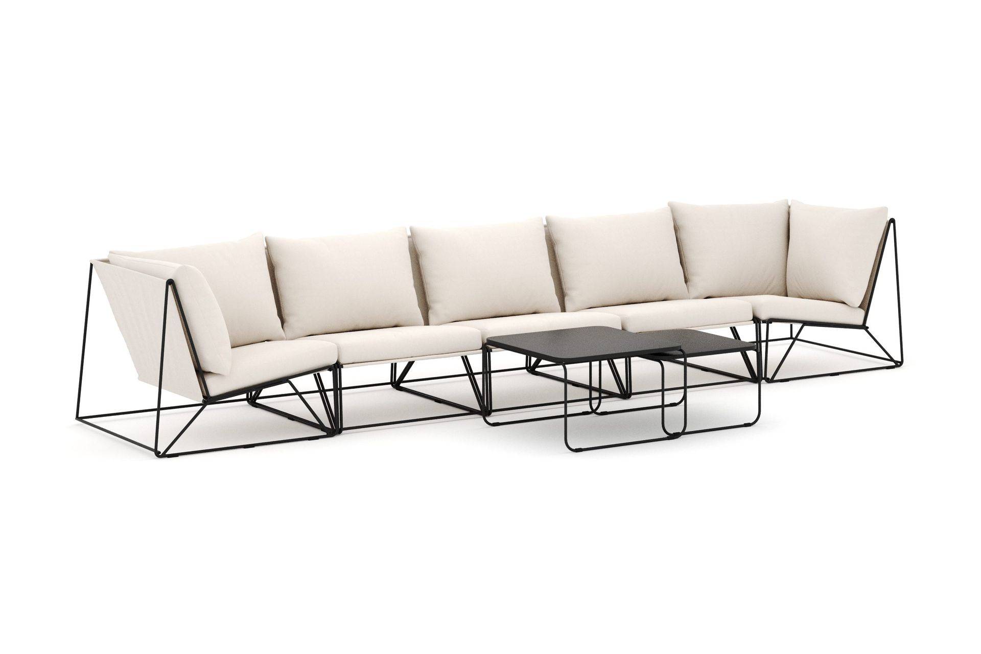 Comfort Garden Usteryd utomhus rak 5-sits soffa - Svart/Beige Loungesoffa