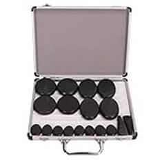 Hot Stones Massage Set, Portabel Massage Stone Warmer Set med 18 Basaltmassagestenar, inklusive 2 Heta Ögonstenar, Basalt Hot Stones för Spa, Avkopplande, Helande(EU)