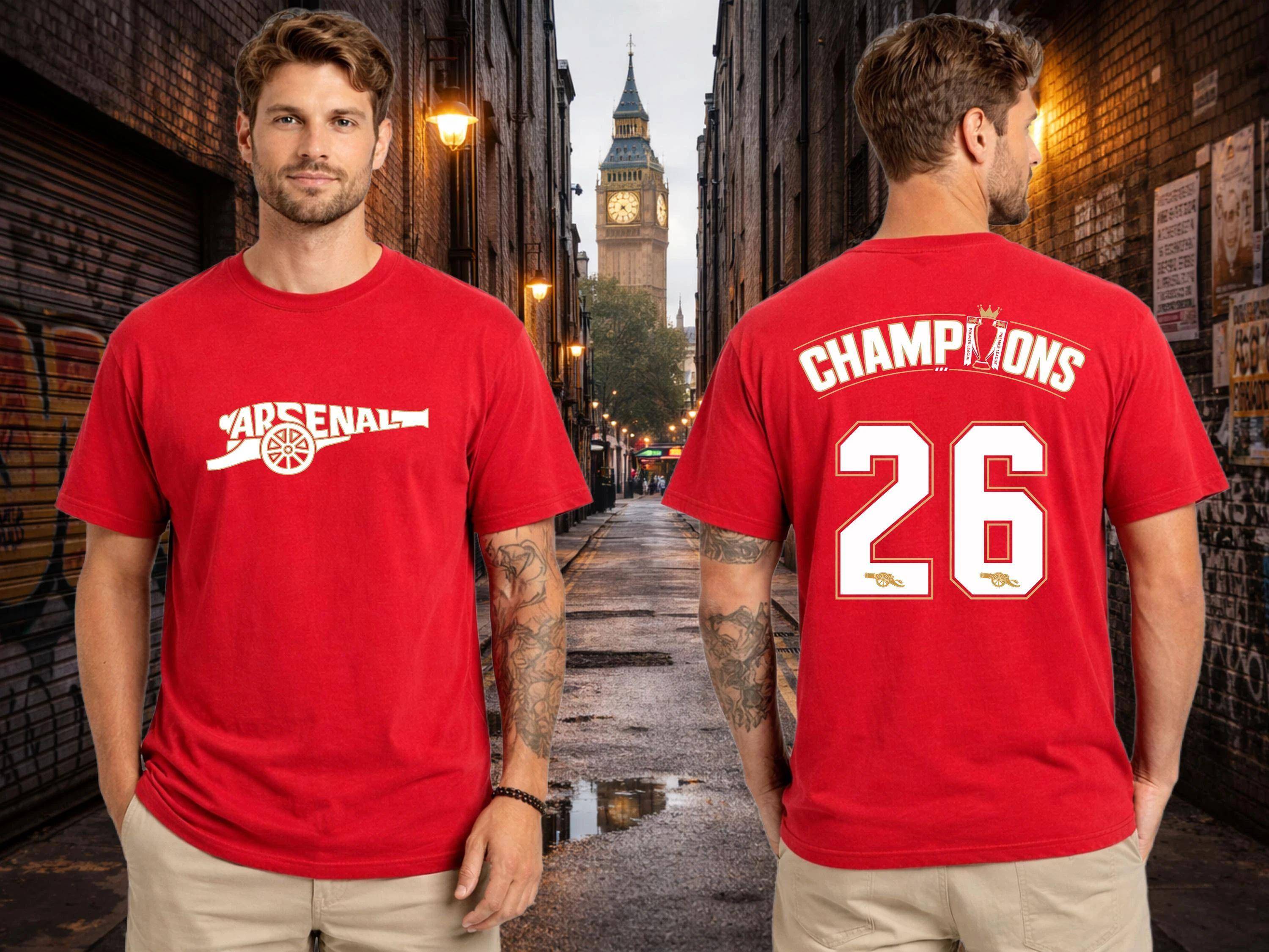 Arsenal Tröja Champions Gunners Kanon Norra London Fotbollströja 2026 Sommar Herr Dam Streetwear Y2K Överdimensionerad Unisex T-shirt cm