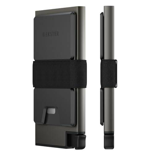 Ekster korthållare i aluminium | Smart plånbok i metall med RFID-blockerande lager | smala och minimalistiska aluminiumplånböcker för män med popup-korthållare, grafit, Minimalistisk