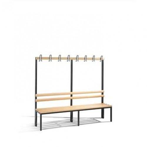 Bænk 196, massiv bøg med knagerække - 196 x 40,3 x 165 cm.
