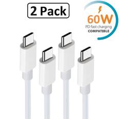 [2-pack] 60W PD USB-C Snabbladdningskabel Samsung, iPhone15/16 - 1m white 45