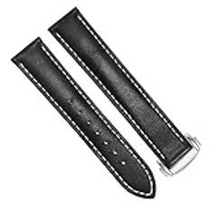 Klockarmband i äkta läder för Omega 300/150 Svart Brunt klockarmband Fällbart spänne Tillbehör Handledsrem