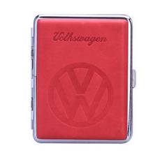 Polyflame Europe Volkswagen Logo Læderlook Cigaretetui - vælg mellem 4 farver, Rød