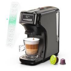 HiBREW H1B 5-i-1 Pods kaffebryggare, 600 ml vattentank, 19 bars tryckutsug, kallt/varmt läge, LED-indikator - EU-kontakt H1B beige