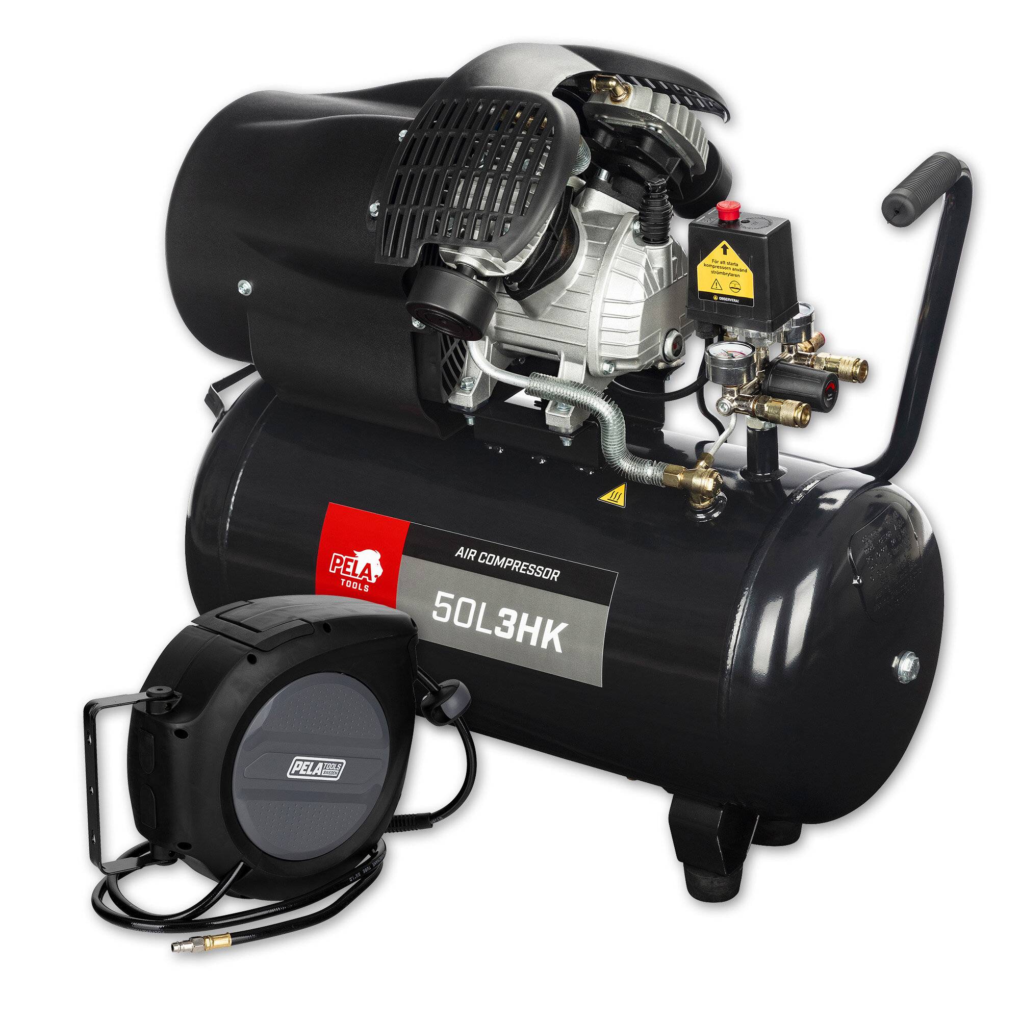 Kompressor, 3 hk, 50 l – få en slangerulle med i købet!