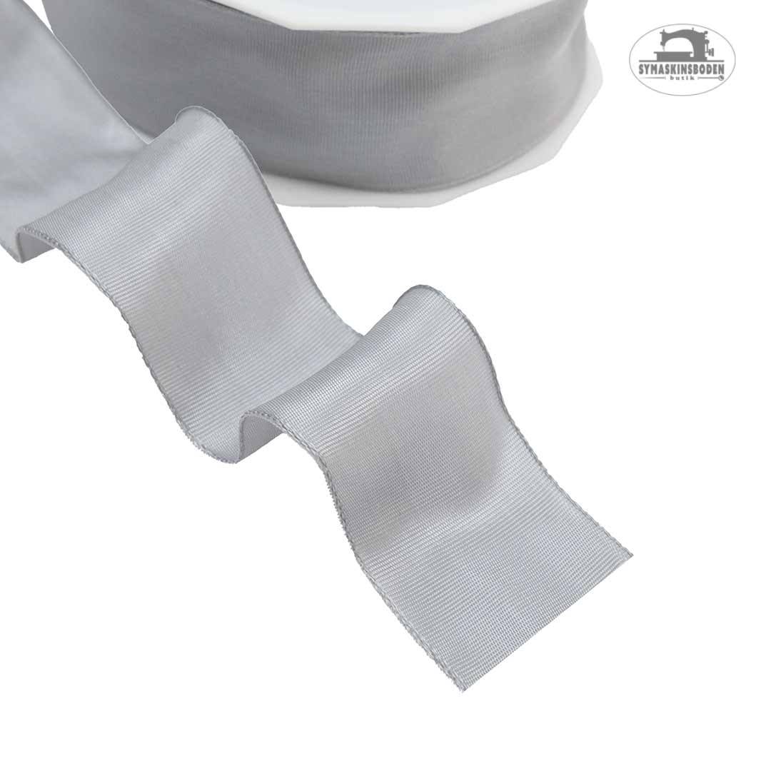 Satinband med stålkant 40 mm ljusgrå