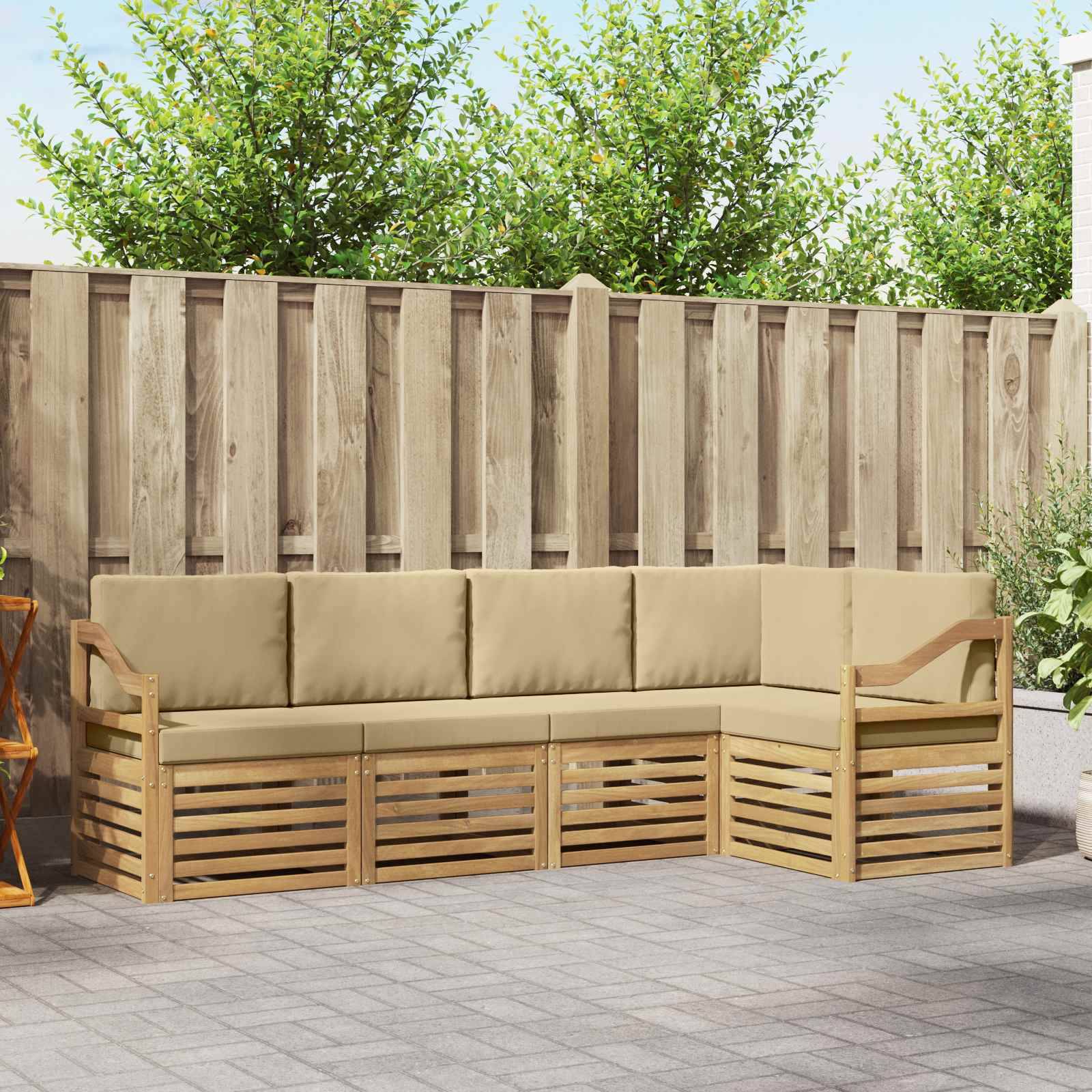 vidaXL Utomhussoffset 5 st Vit och Beige Polyester