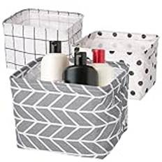 Sliverdew 3 stycken tyg förvaringslåda med handtag 20 x 16 x 14 cm liten förvaring organiserare förvaringskorg vattentät vikbara förvaringskorgar för lådor kosmetika badrum