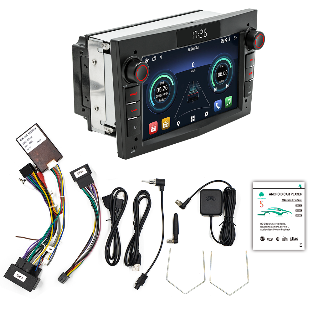 Autoradio 7'' kit til Opel modeller - Sort - Trådløs Apple Carplay & Android Auto
