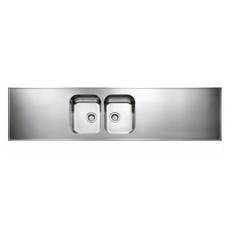 Intra AH22-KV stålbordplade køkkenvask - Vendbar - Dobbelt - 220 cm