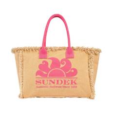 Sundek, Väska, unisex, ONE Size, Beige Handväska med Rosa Handtag