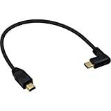 Duttek Mini USB till USB C-kabel, 90 graders USB 3.1 typ C hane till mini USB hane konverteringskabel för digitalkamera, MP3-spelare och fler enheter 0,26 m/10 tum